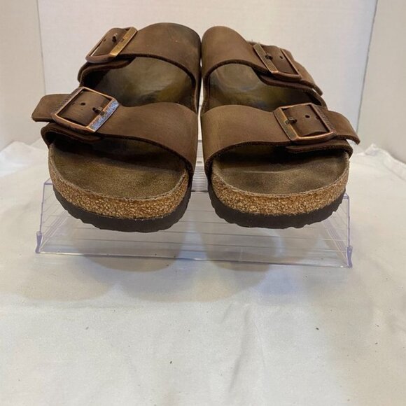 Birkenstock Arizona Leather Two Strap Comfort Sandals Brown Classic Footbed 41 - Picture 8 of 12